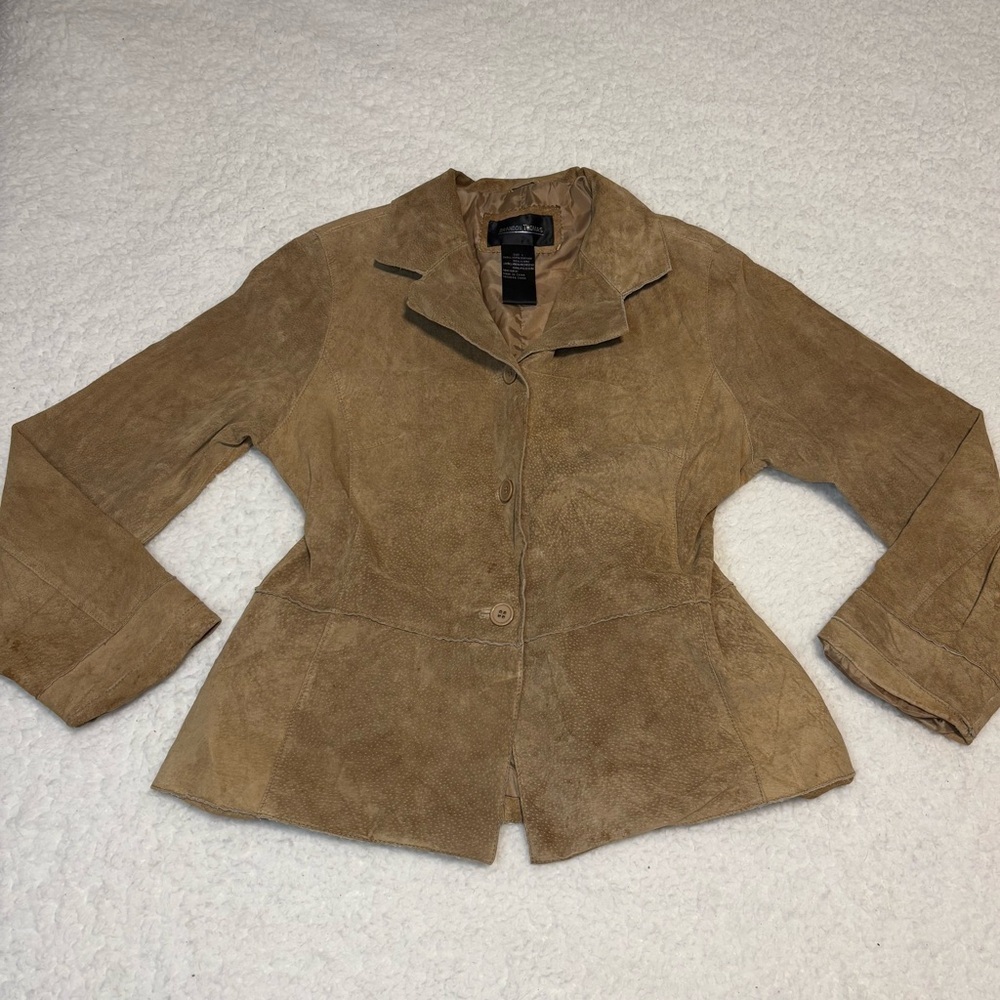 Brandon Thomas Women Brown Genuine Leather Suede Collar Jacket - Picture 1 of 11
